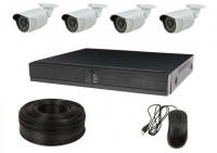 Комплект IP-видеонаблюдения для дома, дачи на 4 камеры с микрофонами "улица" 4 МП (2K)