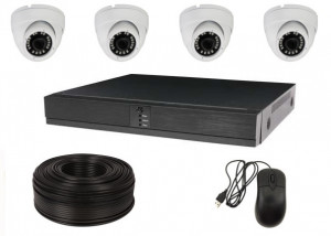 Комплект IP-видеонаблюдения для офиса, магазина на 4 камеры с микрофонами "помещение" 4 МП (2K)